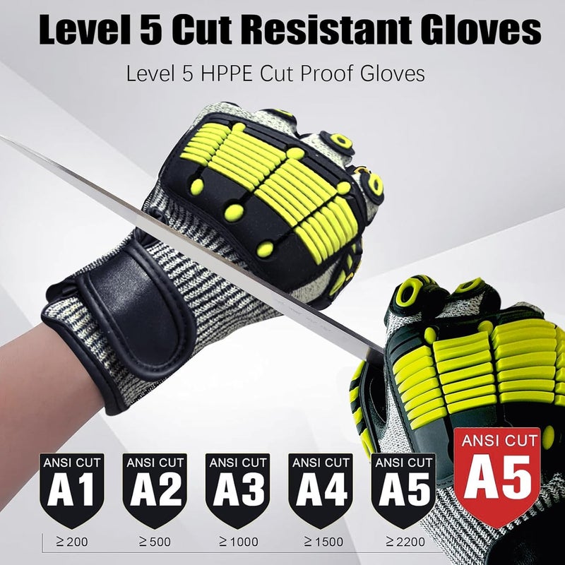 SUNRISING Store Safety Work Gloves,Impact Gloves for Men Women,Cut Resistant Non-Slip Heavy Duty Gloves with Impact Protection - Image 2